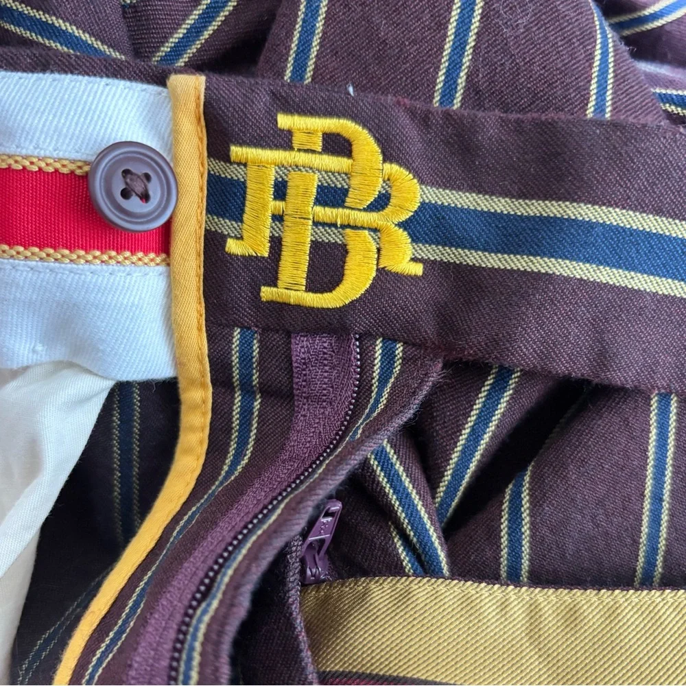 BR Athletics Marzotto Havana Fabric Wool Blend Pinstripe Trousers Mens Size 28